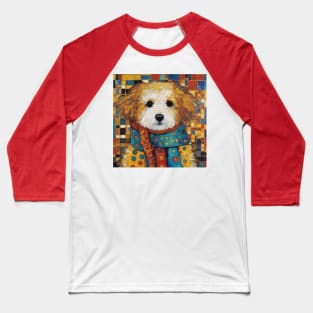 Gustav Klimt Style Dog with Colorful Scarf Baseball T-Shirt